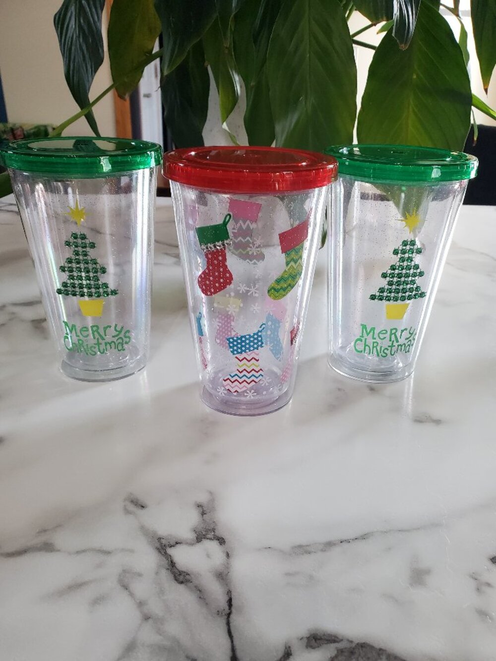 3 Christmas Cups with Jewel Accents